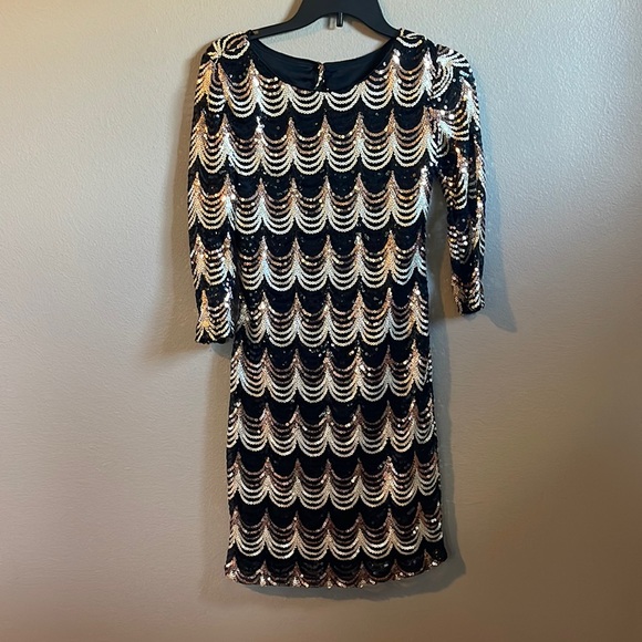 Maxi Dress Connected Apparel Sequin Dress Dresses Sequin Dress For A Fun  Night Out Black And Gold Shades Mid Length Sleeves Poshmark